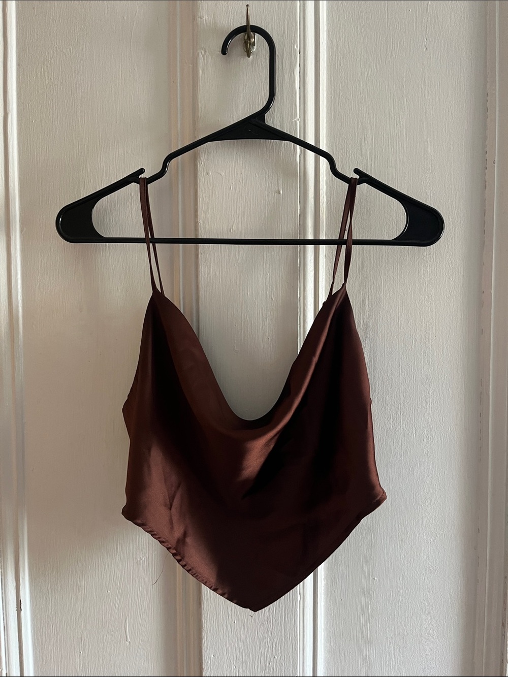 Silky Brown Handkerchief Cami Top